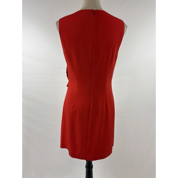 ALC Clarence Sheath Dress Red 10 Sleeveless Asymmetrical Ruffle Knee Length - Picture 3 of 12